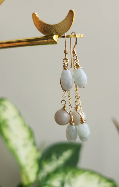 Triple drop jadeite earrings