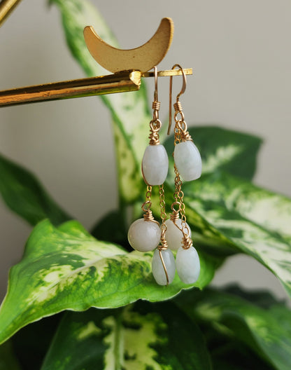 Triple drop jadeite earrings