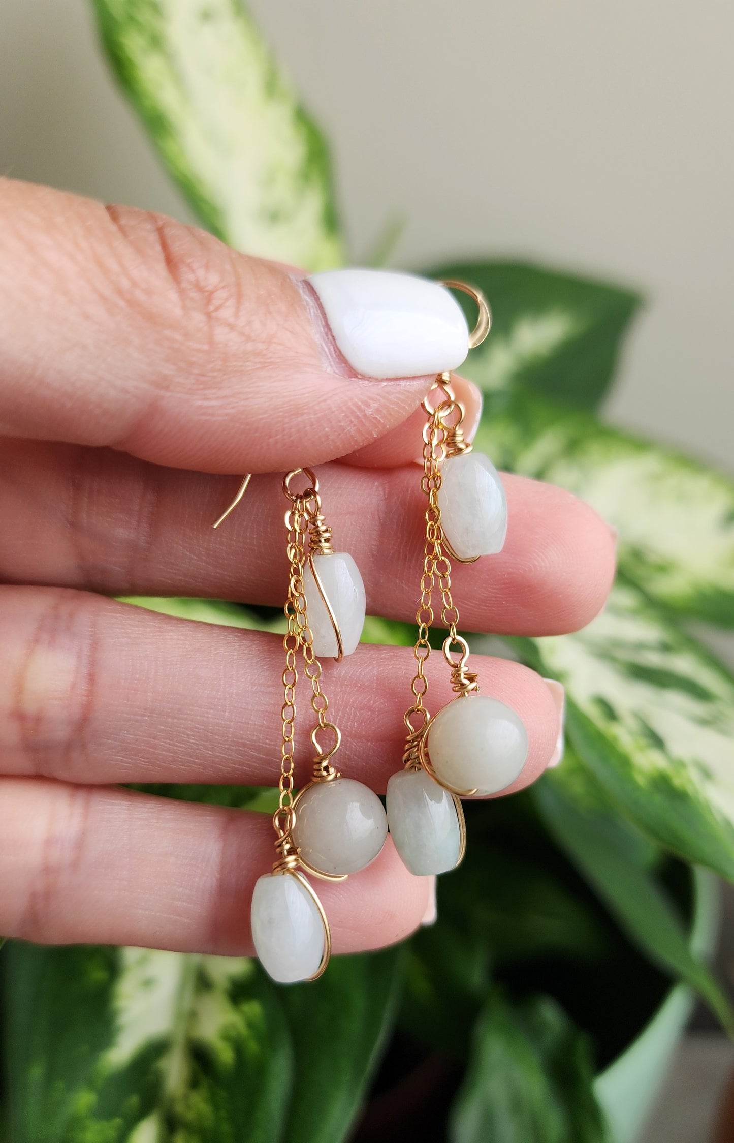 Triple drop jadeite earrings