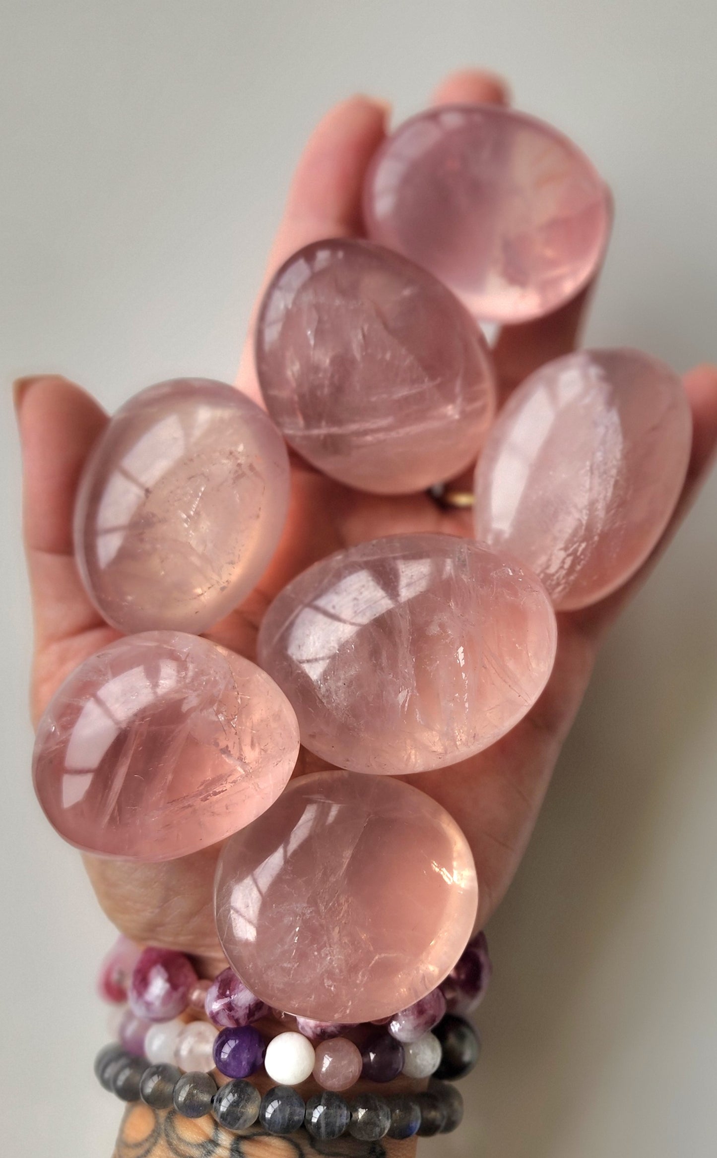 Rose quartz palm